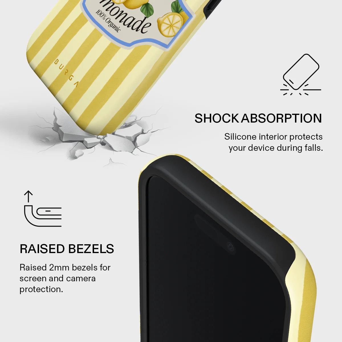 Kryt pro iPhone 17 Burga Frizzante Tough MagSafe Case - žluté pruhy - bonami.click