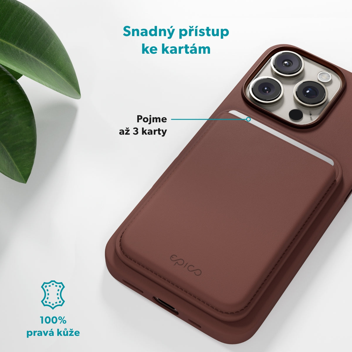 Magnetická peněženka Epico Mag+ Wallet - hnědá - bonami.click