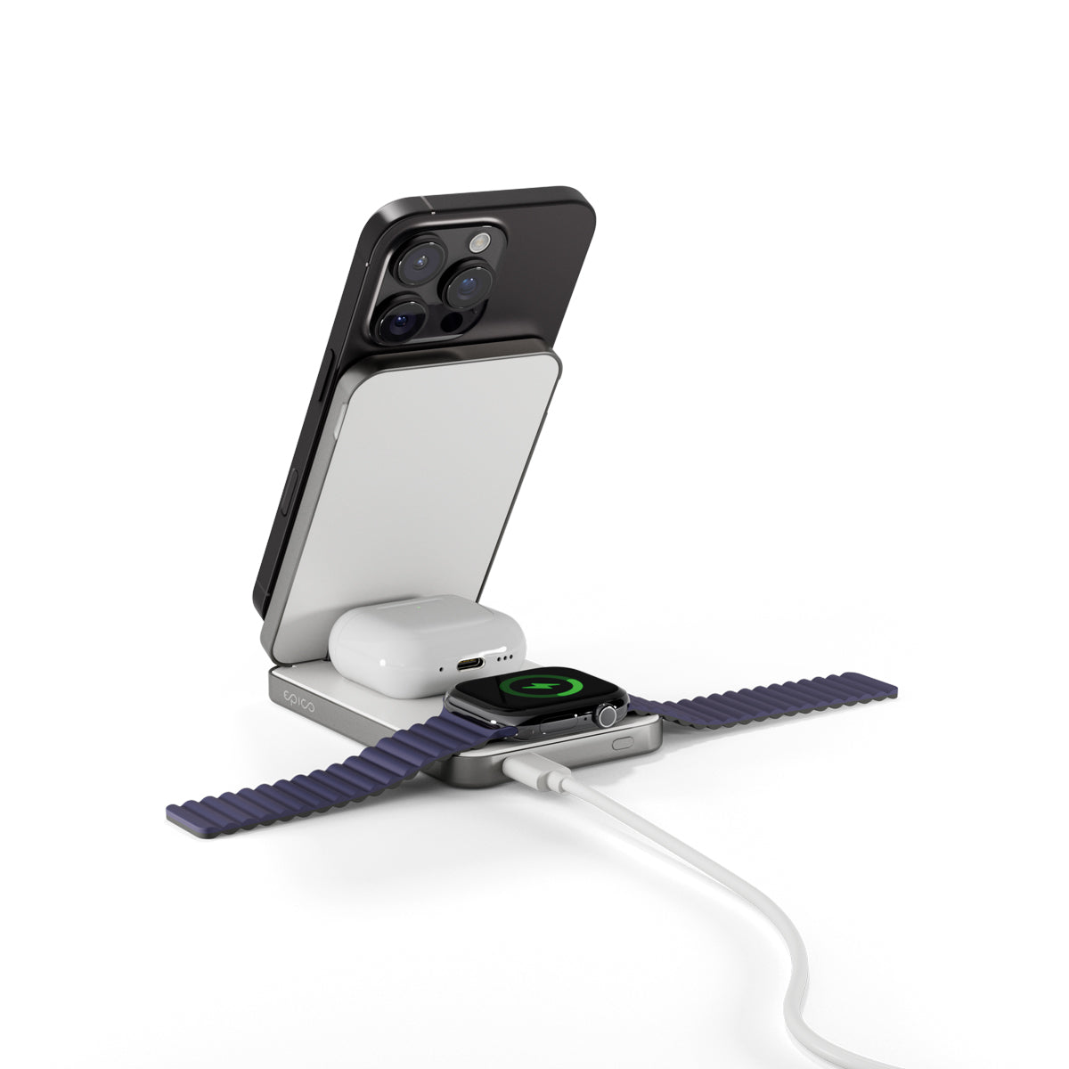 Bezdrátová nabíjecí stanice a powerbanka Epico UltraBase 4in1 8000mAh Fold