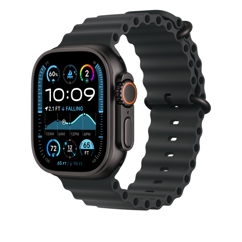 Apple Watch 44/45/46/49mm černý Oceánský řemínek – provedení z černého titanu - bonami.click