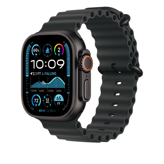 Apple Watch 44/45/46/49mm černý Oceánský řemínek – provedení z černého titanu - bonami.click