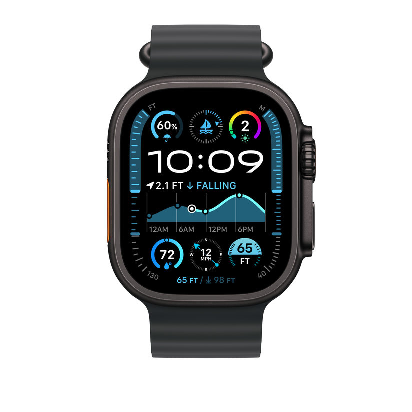 Apple Watch 44/45/46/49mm černý Oceánský řemínek – provedení z černého titanu - bonami.click