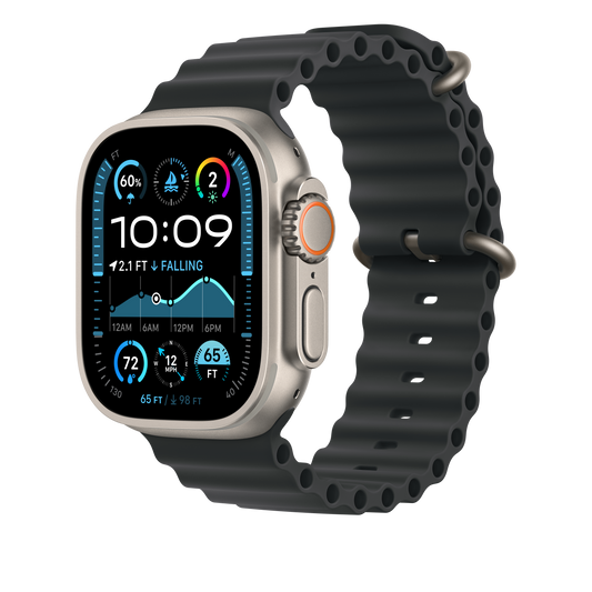 Apple Watch 44/45/46/49mm černý Oceánský řemínek – provedení z přírodního titanu - bonami.click