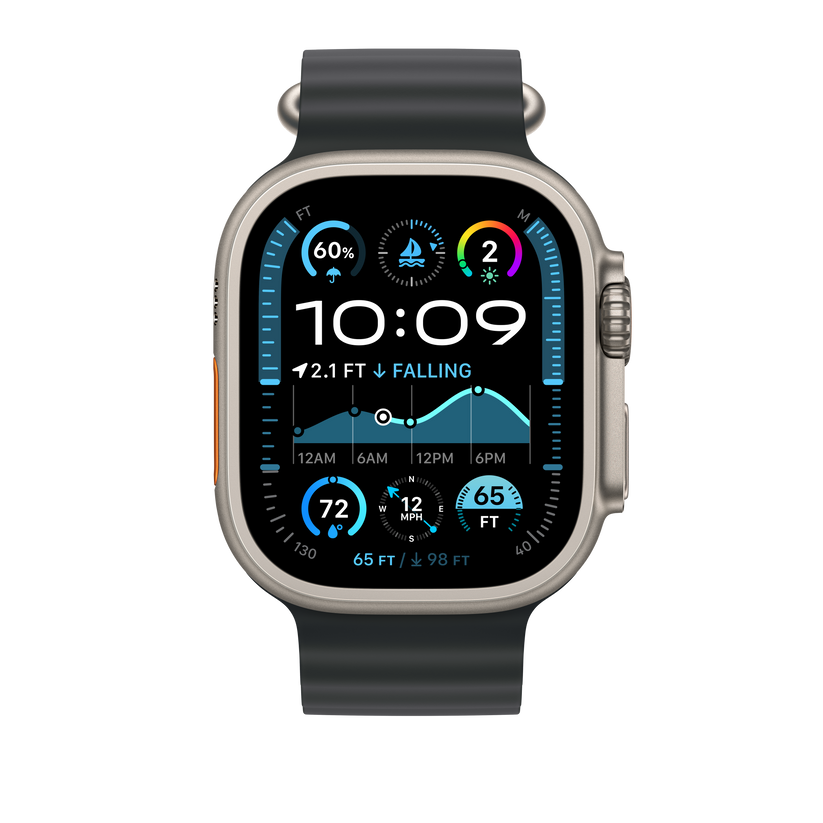 Apple Watch 44/45/46/49mm černý Oceánský řemínek – provedení z přírodního titanu - bonami.click