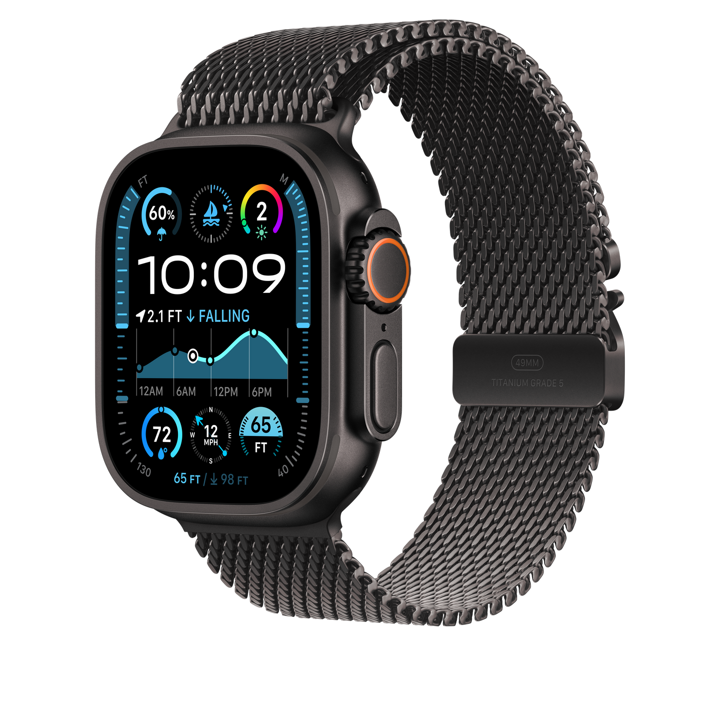 Apple Watch 44/45/46/49mm milánský tah z černého titanu – střední - bonami.click