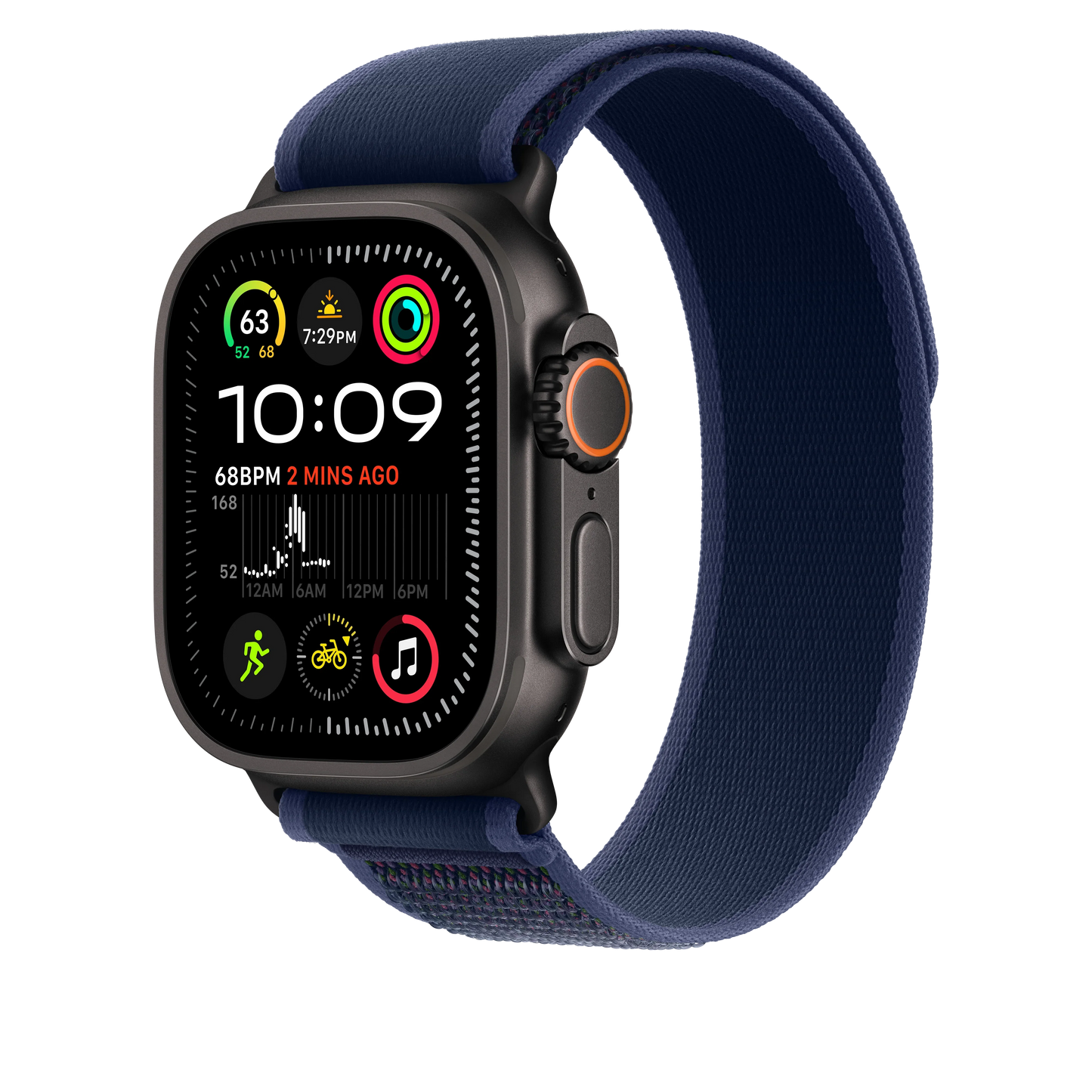 Apple Watch 44/45/46/49mm modrý Trailový tah - M/L – provedení z černého titanu - bonami.click