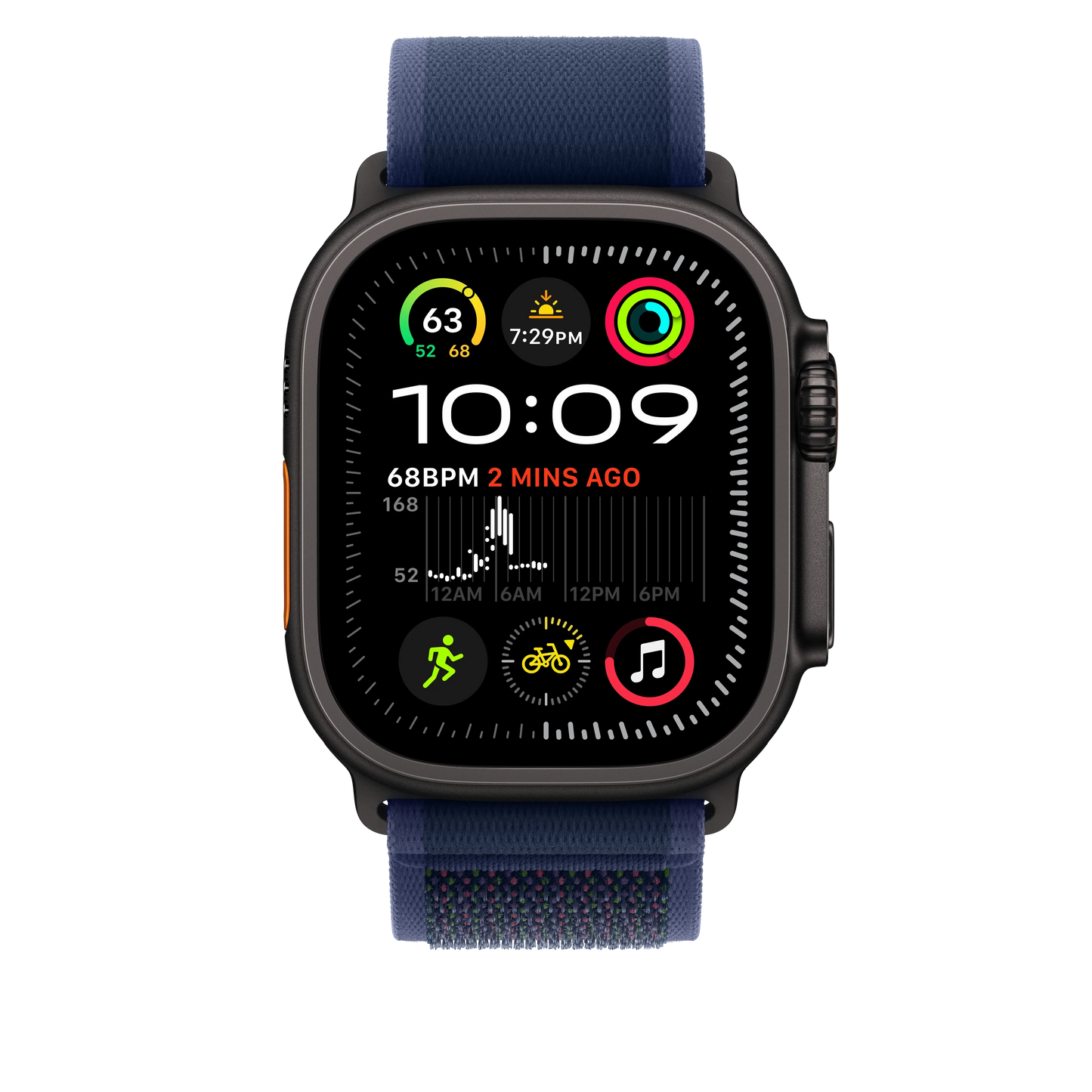 Apple Watch 44/45/46/49mm modrý Trailový tah - M/L – provedení z černého titanu - bonami.click
