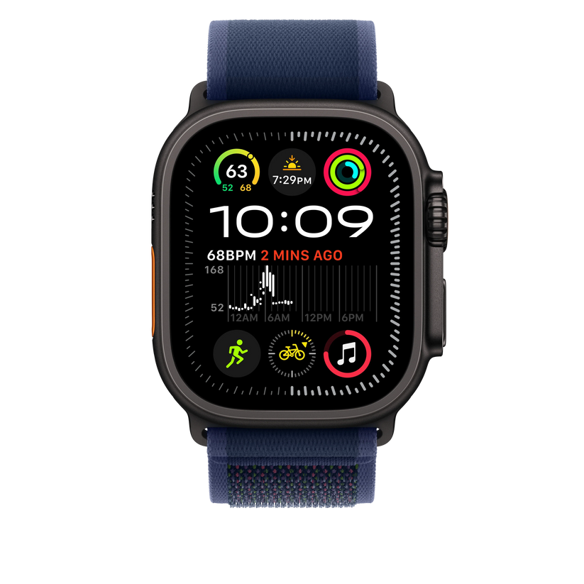 Apple Watch 44/45/46/49mm modrý Trailový tah - M/L – provedení z černého titanu - bonami.click
