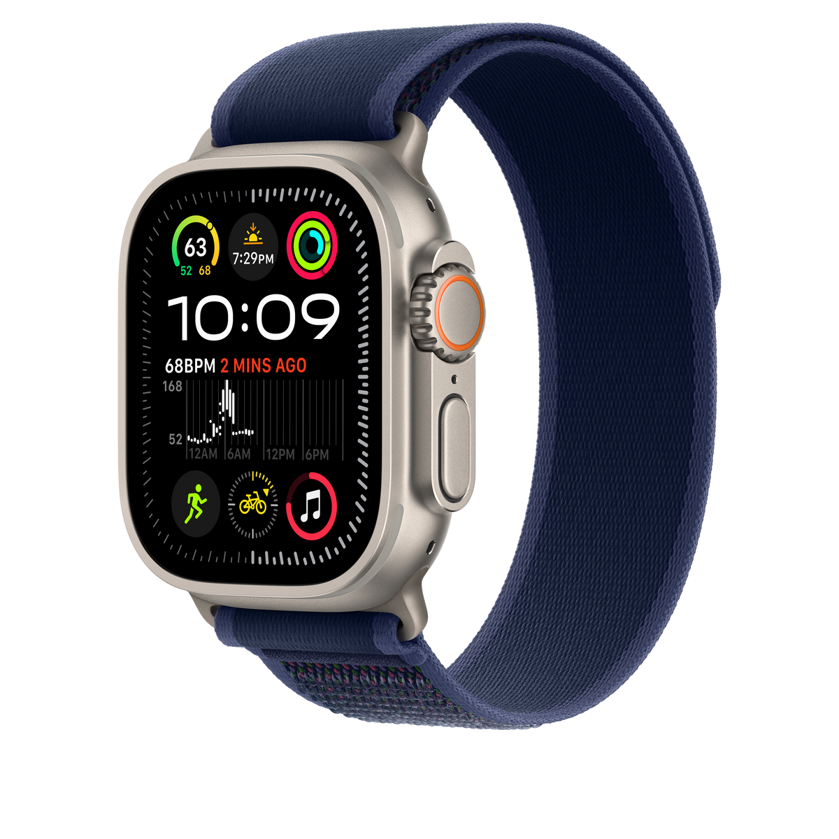 Apple Watch 44/45/46/49mm modrý Trailový tah – M/L – provedení z přírodního titanu - bonami.click