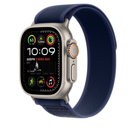 Apple Watch 44/45/46/49mm modrý Trailový tah – M/L – provedení z přírodního titanu - bonami.click