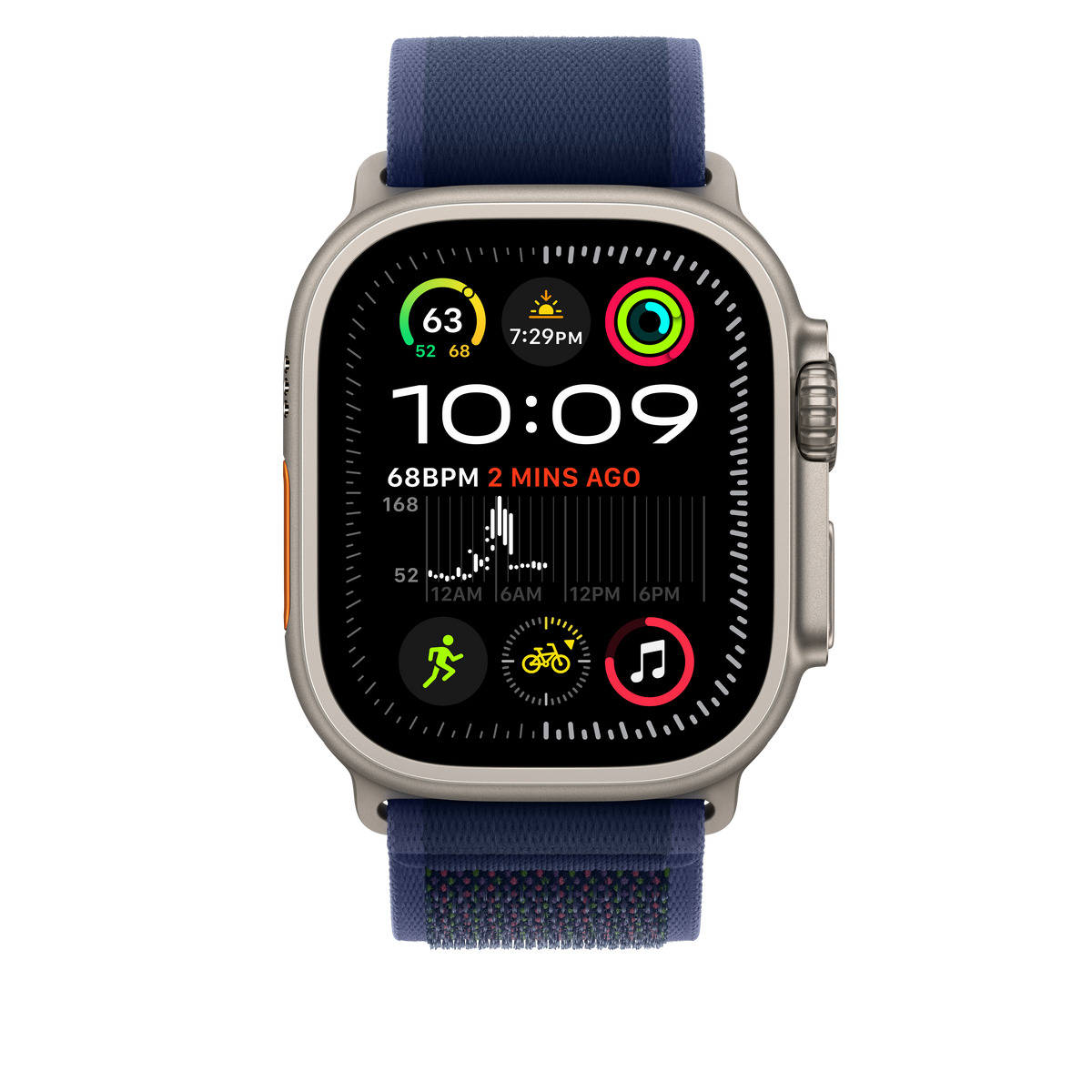 Apple Watch 44/45/46/49mm modrý Trailový tah – M/L – provedení z přírodního titanu - bonami.click