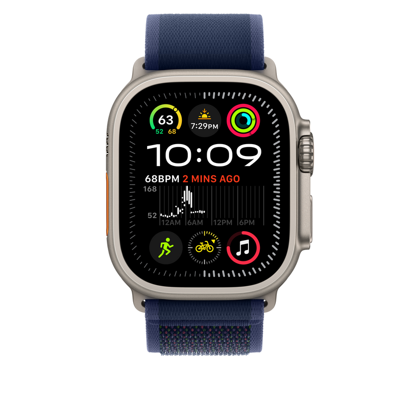 Apple Watch 44/45/46/49mm modrý Trailový tah – M/L – provedení z přírodního titanu - bonami.click