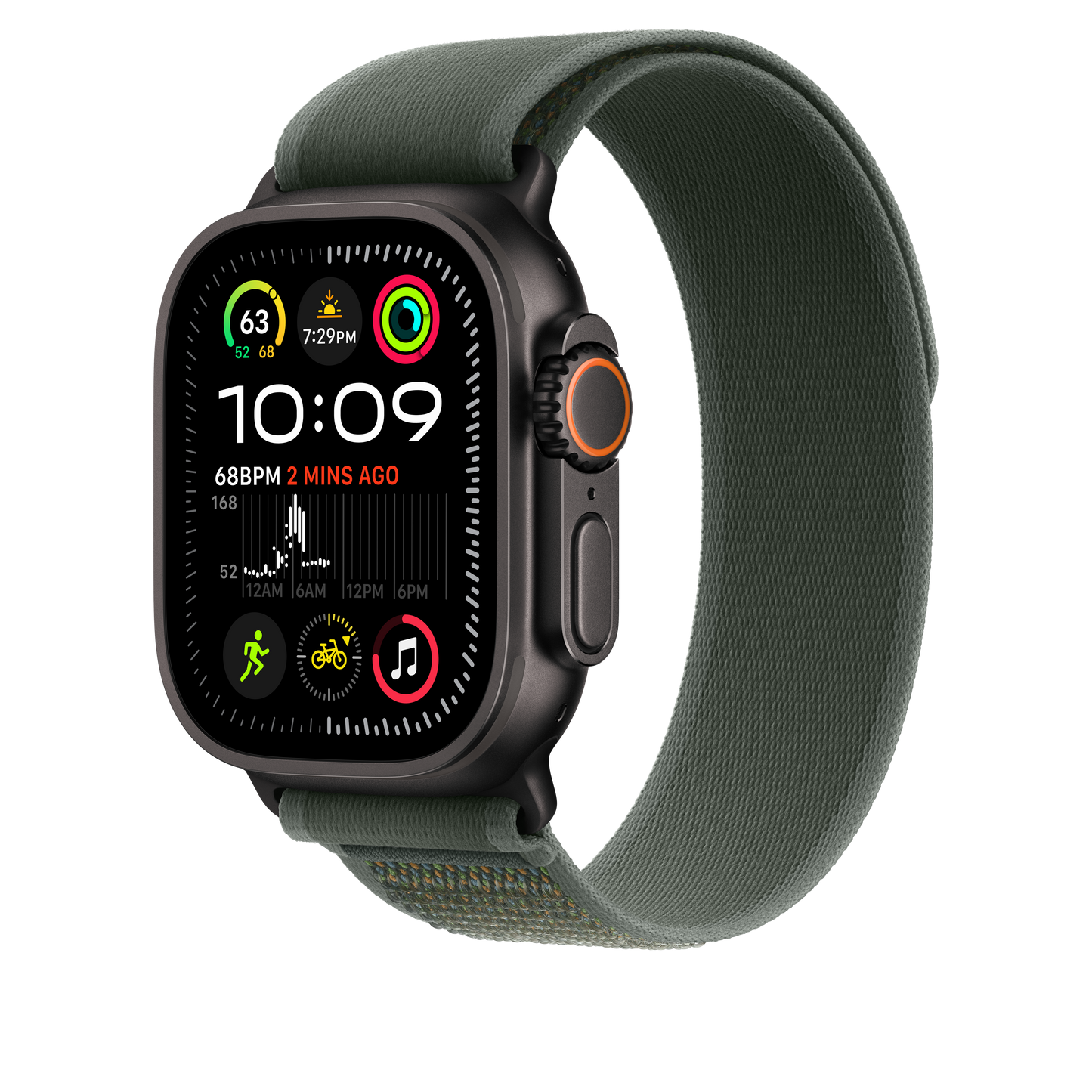Apple Watch 44/45/46/49mm zelený Trailový tah - M/L – provedení z černého titanu - bonami.click