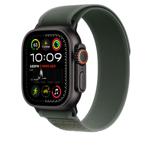 Apple Watch 44/45/46/49mm zelený Trailový tah - M/L – provedení z černého titanu - bonami.click