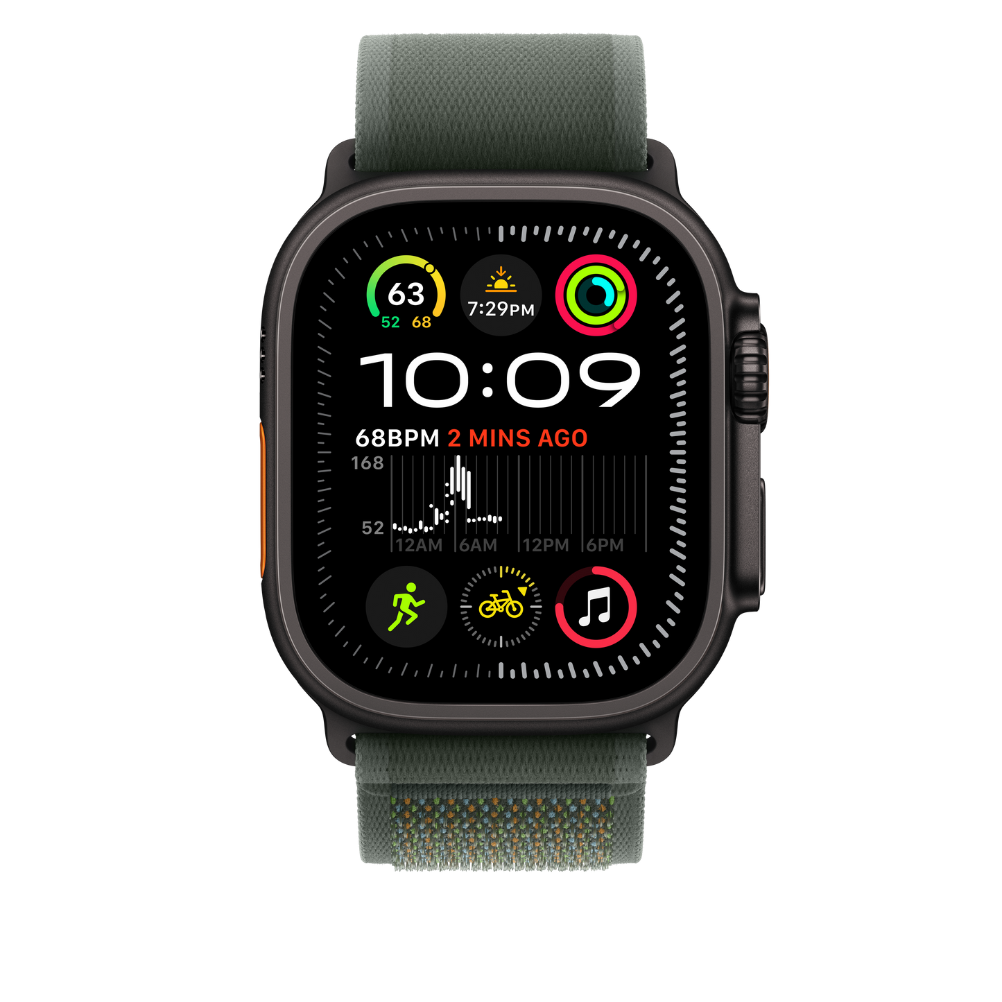 Apple Watch 44/45/46/49mm zelený Trailový tah - M/L – provedení z černého titanu - bonami.click