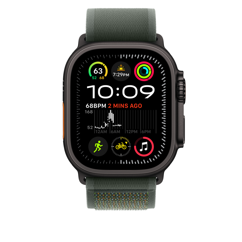 Apple Watch 44/45/46/49mm zelený Trailový tah - M/L – provedení z černého titanu - bonami.click