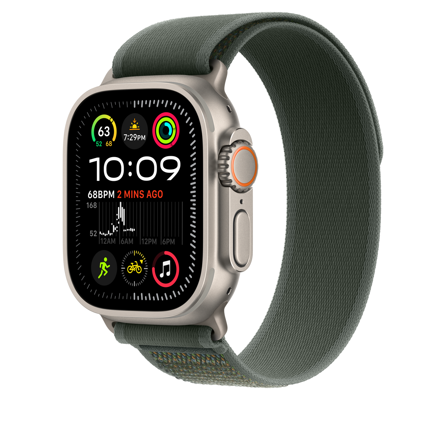 Apple Watch 44/45/46/49mm zelený Trailový tah – M/L – provedení z přírodního titanu - bonami.click