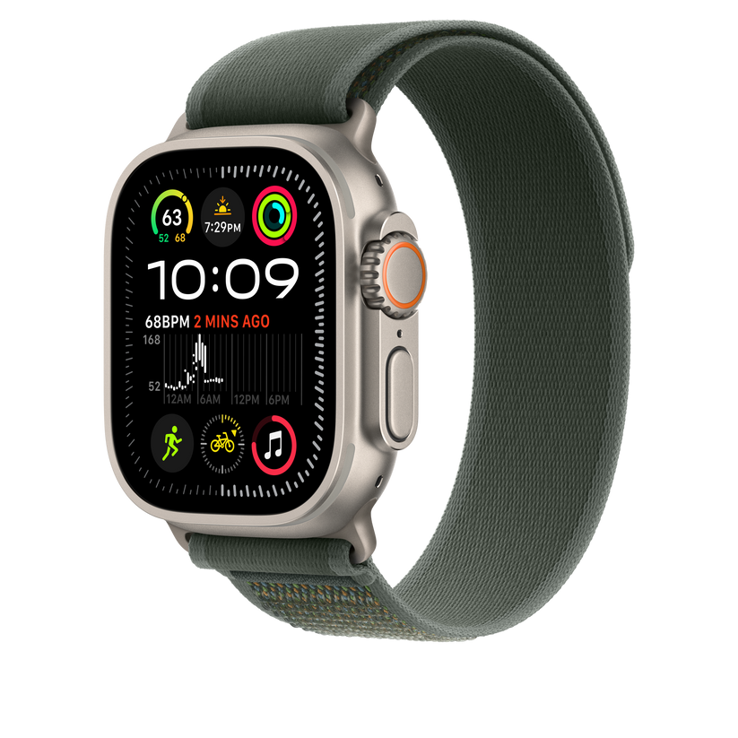 Apple Watch 44/45/46/49mm zelený Trailový tah – M/L – provedení z přírodního titanu - bonami.click