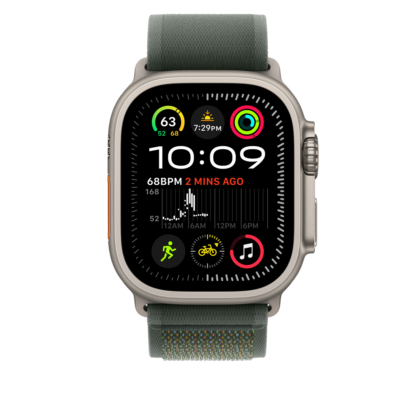 Apple Watch 44/45/46/49mm zelený Trailový tah – M/L – provedení z přírodního titanu - bonami.click