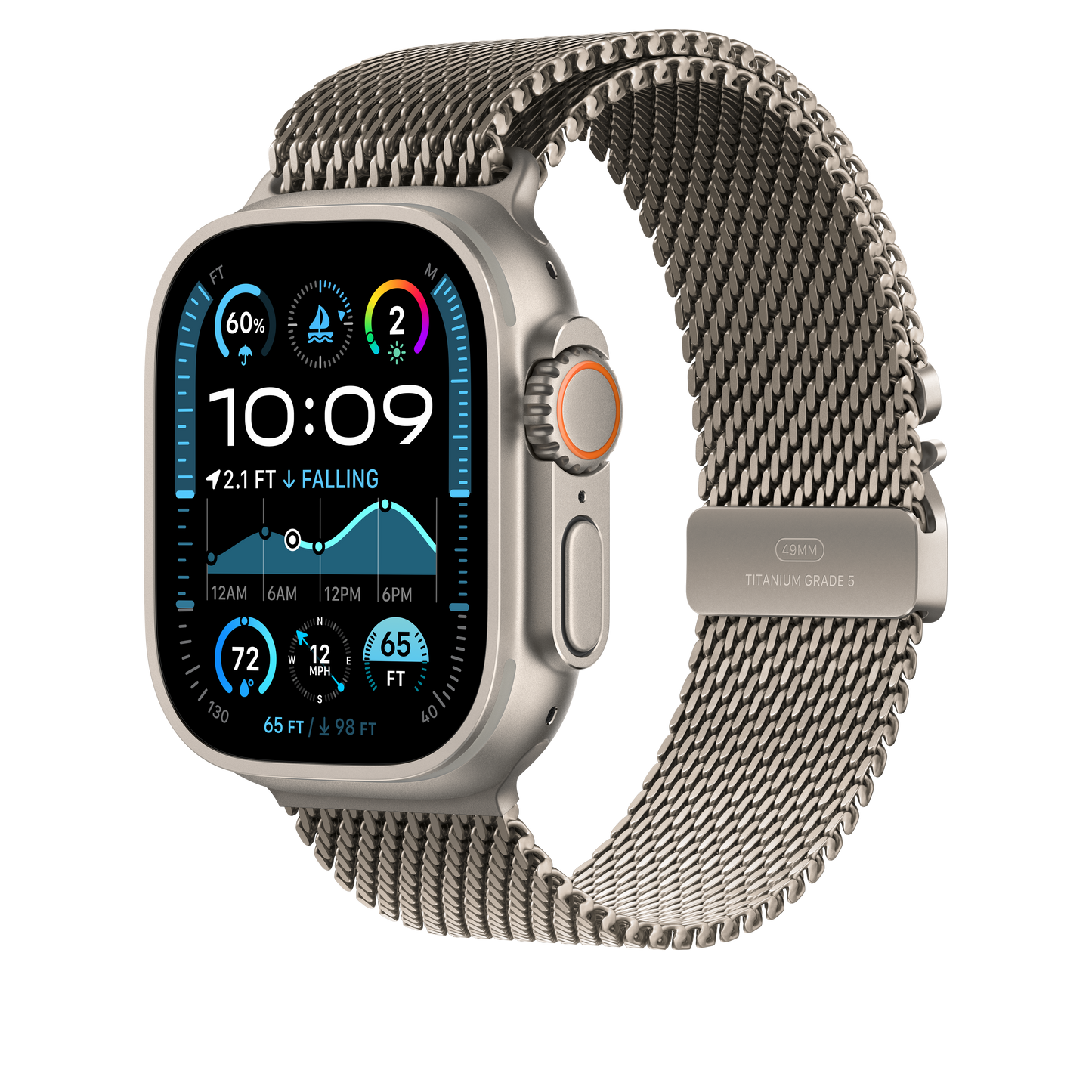 Apple Watch 44/45/46/49mm milánský tah z přírodního titanu – velký - bonami.click