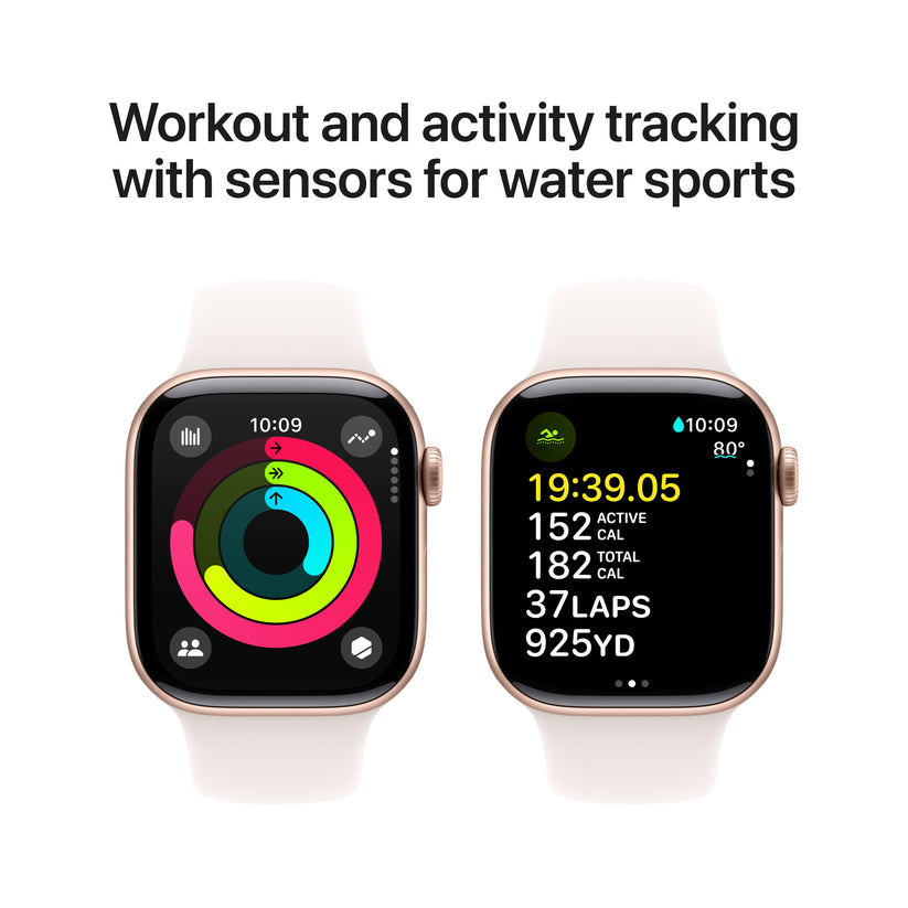 Apple Watch Series 11 GPS + Cellular 42mm růžově zlaté hliníkové pouzdro se světle ruměným sportovním řemínkem - S/M (otevřený) - bonami.click