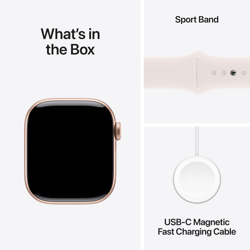 Apple Watch Series 11 GPS + Cellular 42mm růžově zlaté hliníkové pouzdro se světle ruměným sportovním řemínkem - S/M (otevřený) - bonami.click