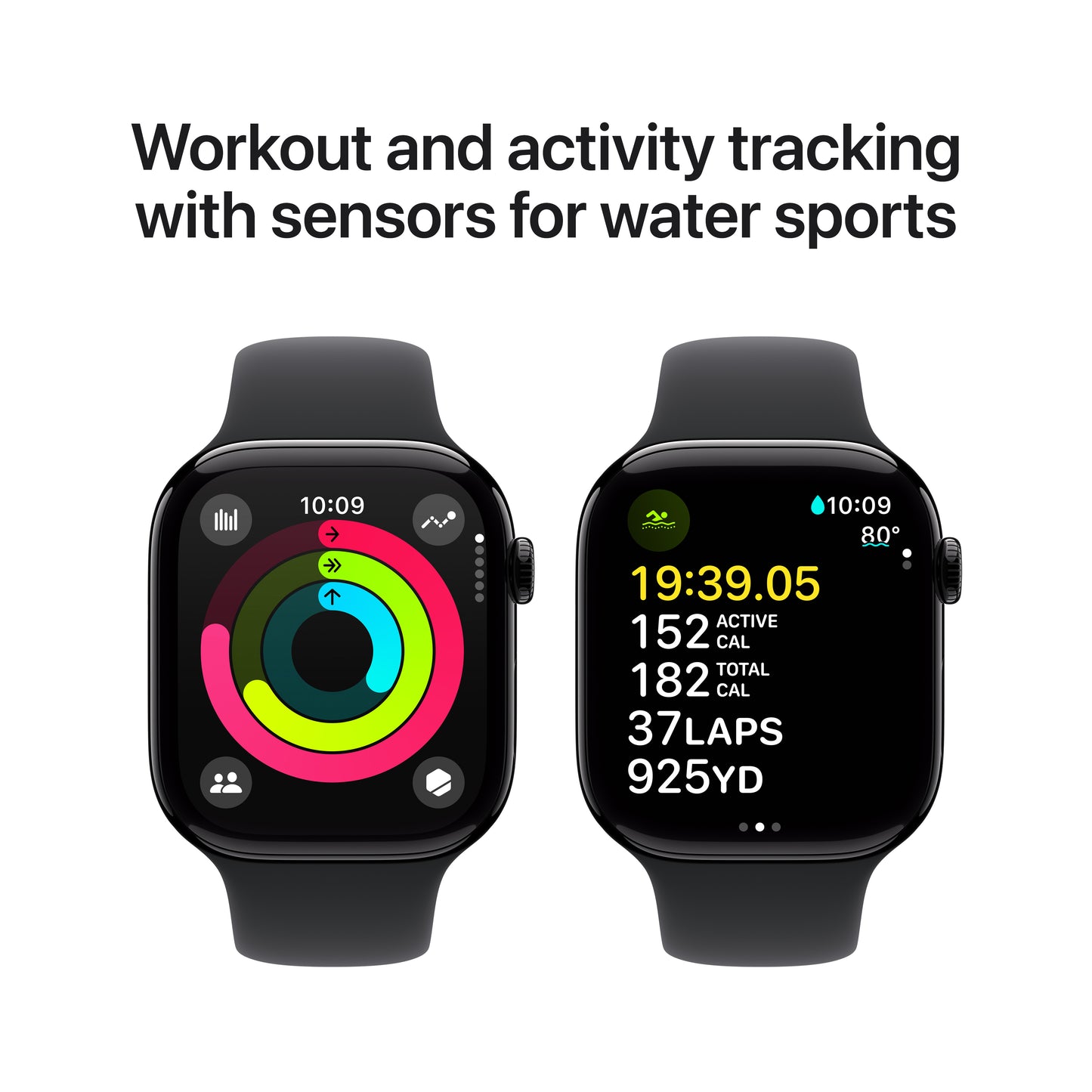 Apple Watch Series 10 GPS + Cellular 46mm klavírně černé hliníkové pouzdro s černým sportovním řemínkem - S/M (renovovaný) - bonami.click
