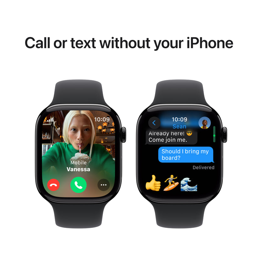 Apple Watch Series 10 GPS + Cellular 46mm klavírně černé hliníkové pouzdro s černým sportovním řemínkem - S/M (renovovaný) - bonami.click