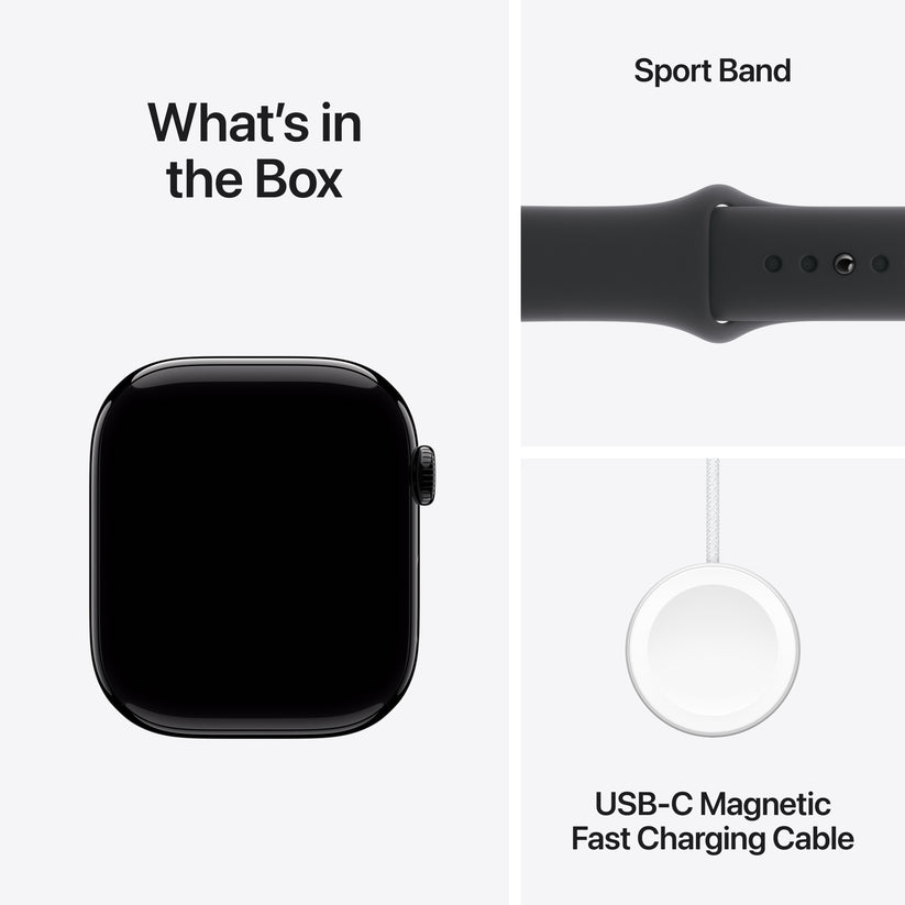 Apple Watch Series 10 GPS + Cellular 46mm klavírně černé hliníkové pouzdro s černým sportovním řemínkem - S/M (renovovaný) - bonami.click