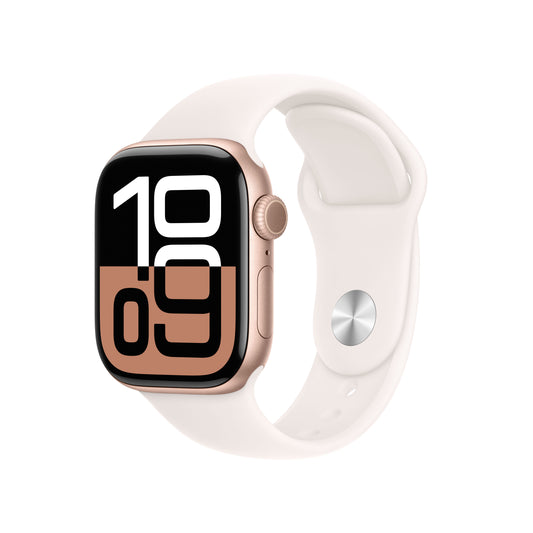 Apple Watch Series 11 GPS + Cellular 42mm růžově zlaté hliníkové pouzdro se světle ruměným sportovním řemínkem - S/M (otevřený) - bonami.click