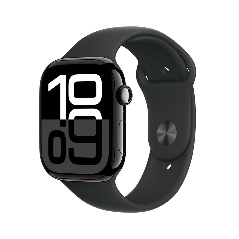 Apple Watch Series 10 GPS + Cellular 46mm klavírně černé hliníkové pouzdro s černým sportovním řemínkem - S/M (renovovaný) - bonami.click