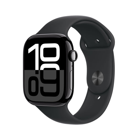 Apple Watch Series 10 GPS + Cellular 46mm klavírně černé hliníkové pouzdro s černým sportovním řemínkem - S/M (renovovaný) - bonami.click