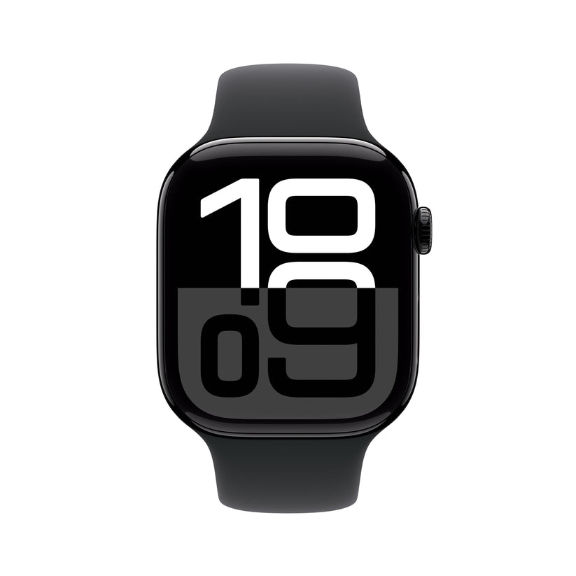Apple Watch Series 10 GPS + Cellular 46mm klavírně černé hliníkové pouzdro s černým sportovním řemínkem - S/M (renovovaný) - bonami.click