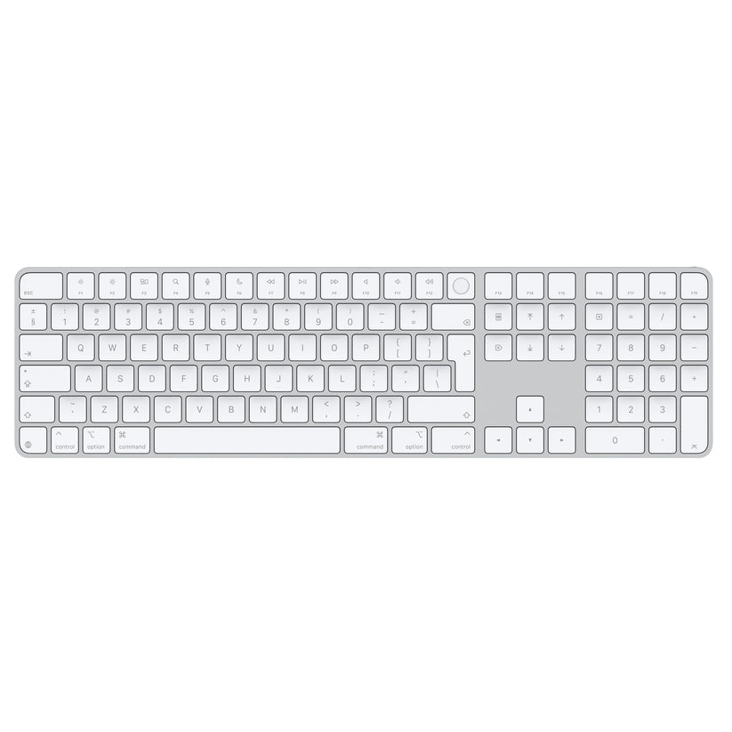 Apple Magic Keyboard s Touch ID a číselnou klávesnicí pro Macy s čipem Apple – anglický (mezinárodní) – bílé klávesy - bonami.click
