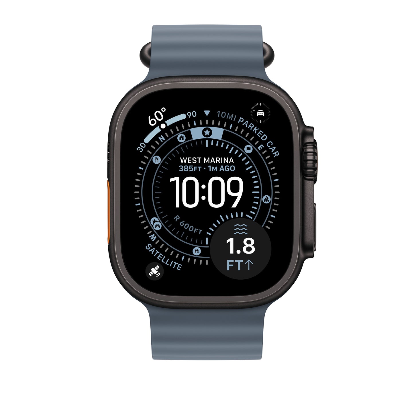 Řemínek pro Apple Watch 44/45/46/49 mm Apple ocelově modrý Oceánský - provedení z černého titanu - bonami.click