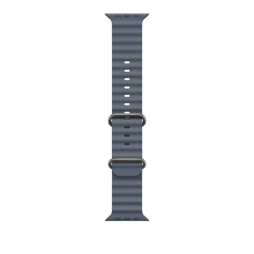 Řemínek pro Apple Watch 44/45/46/49 mm Apple ocelově modrý Oceánský - provedení z přírodního titanu - bonami.click