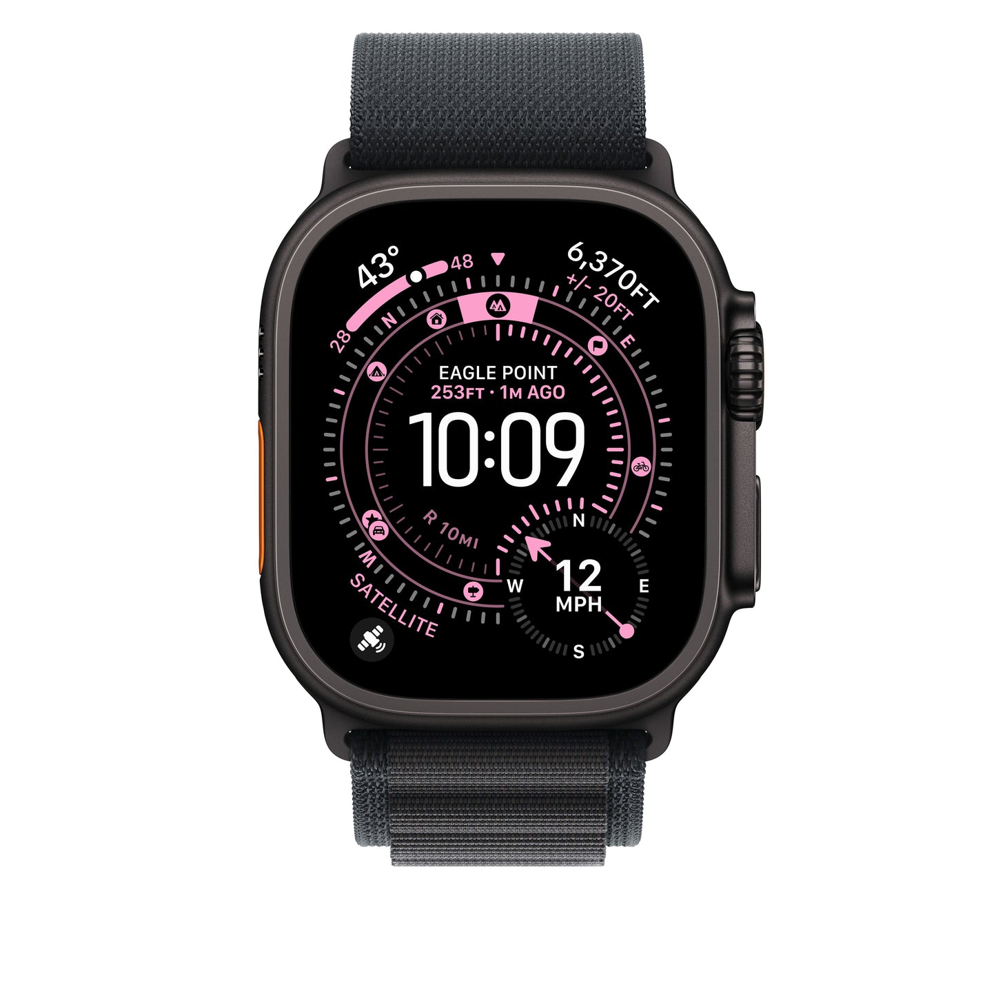 Řemínek pro Apple Watch 44/45/46/49 mm Apple černý Alpský tah - malý - provedení z černého titanu - bonami.click