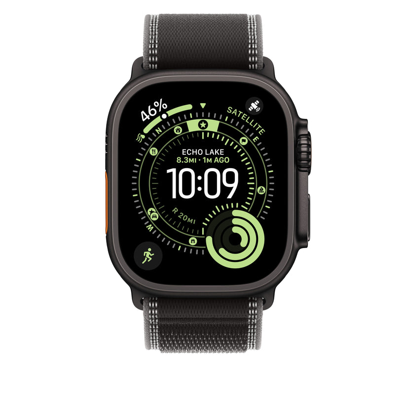 Řemínek pro Apple Watch 44/45/46/49 mm Apple černý/uhlový Trailový tah - M/L - provedení z černého titanu - bonami.click