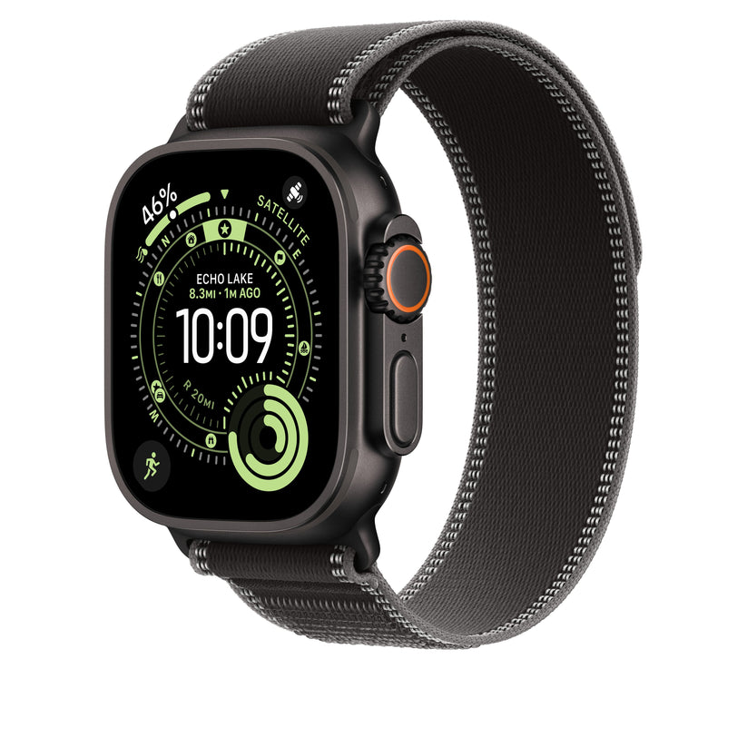 Řemínek pro Apple Watch 44/45/46/49 mm Apple černý/uhlový Trailový tah - S/M - provedení z černého titanu - bonami.click