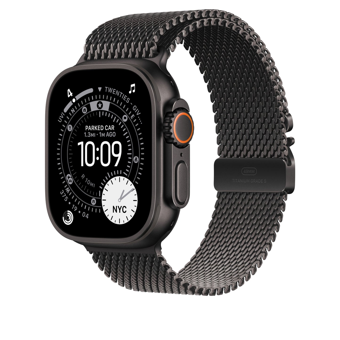 Řemínek pro Apple Watch 44/45/46/49 mm Apple milánský tah z černého titanu - střední - bonami.click