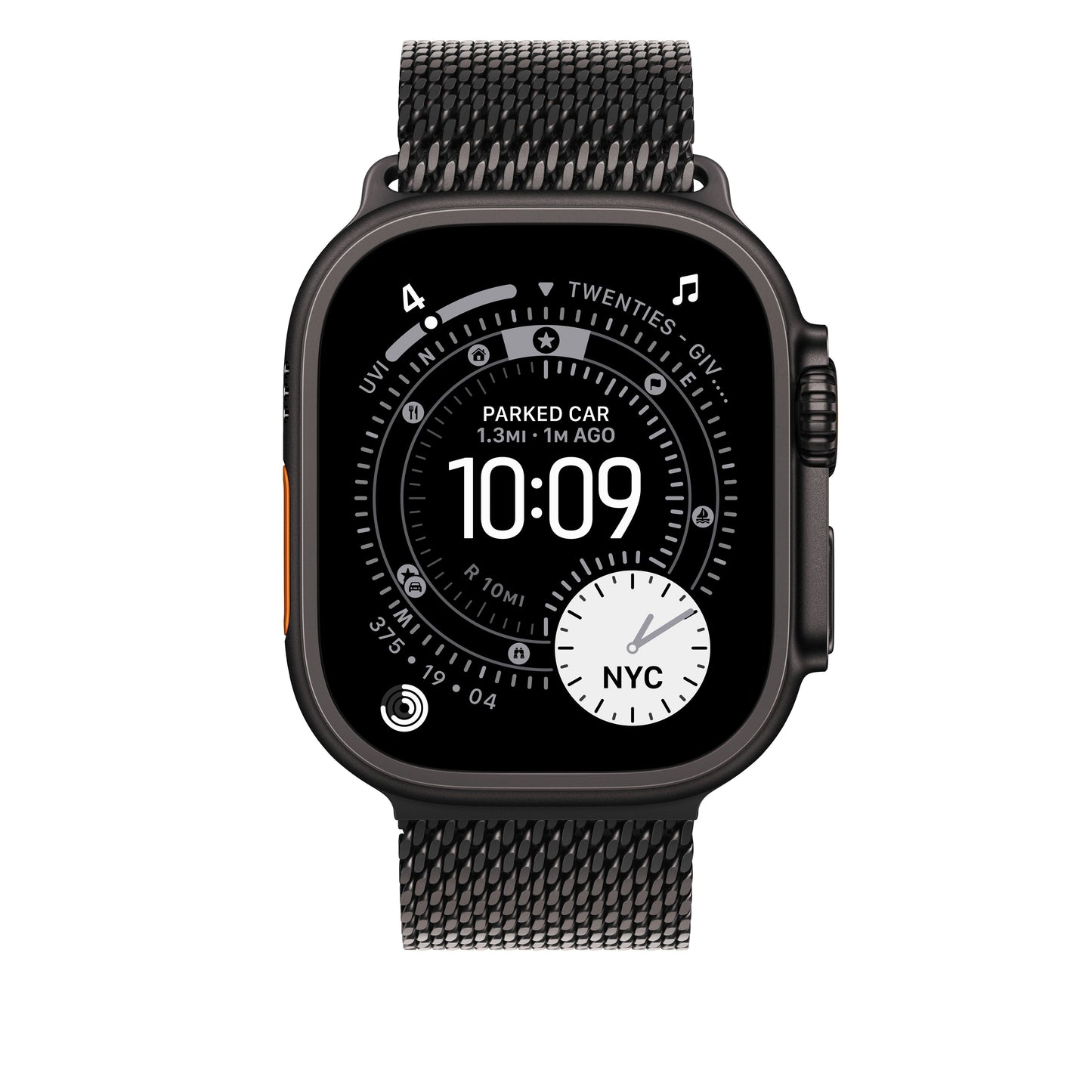 Řemínek pro Apple Watch 44/45/46/49 mm Apple milánský tah z černého titanu - střední - bonami.click