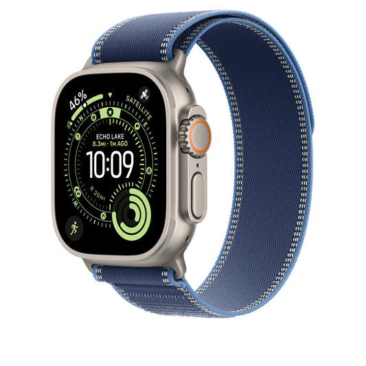Řemínek pro Apple Watch 44/45/46/49 mm Apple modrý / jasně modrý Trailový tah - S/M - provedení z přírodního titanu - bonami.click