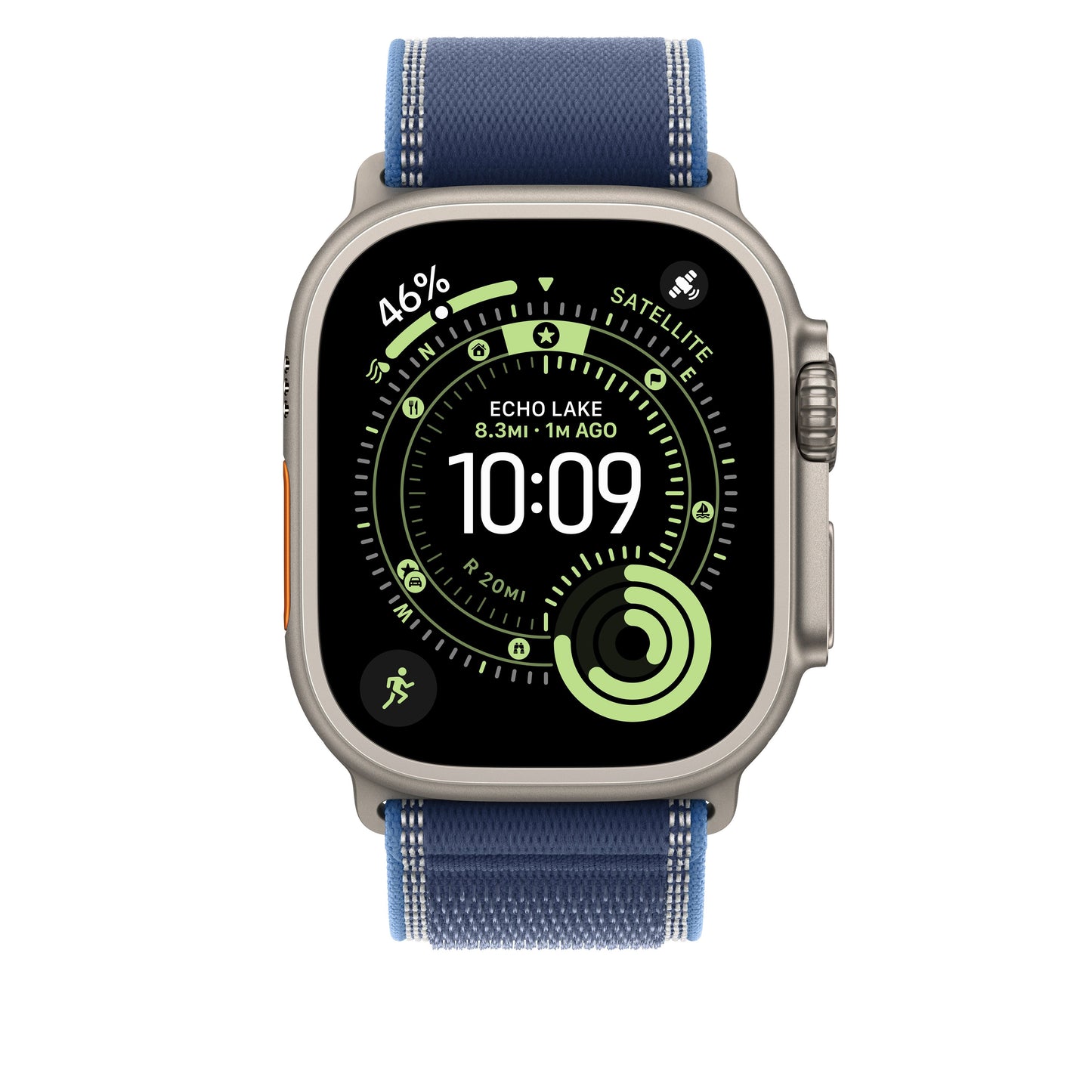 Řemínek pro Apple Watch 44/45/46/49 mm Apple modrý / jasně modrý Trailový tah - S/M - provedení z přírodního titanu - bonami.click