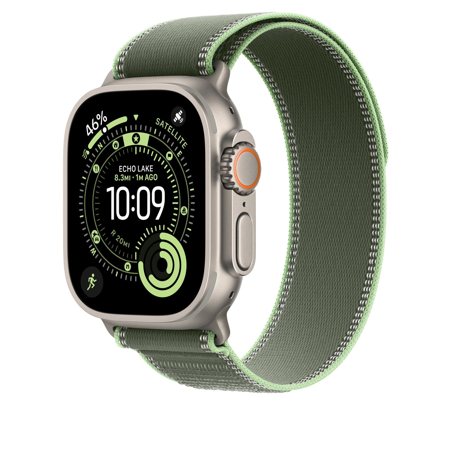 Řemínek pro Apple Watch 44/45/46/49 mm Apple zelený/neonový Trailový tah - S/M- provedení z přírodního titanu - bonami.click