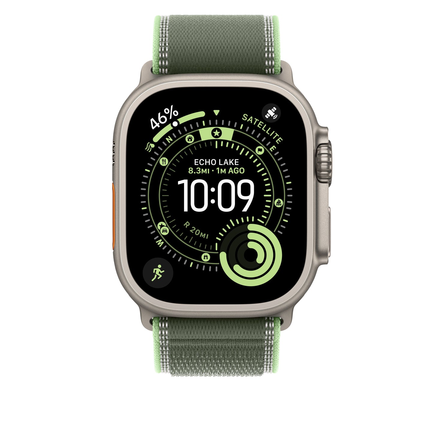 Řemínek pro Apple Watch 44/45/46/49 mm Apple zelený/neonový Trailový tah - S/M- provedení z přírodního titanu - bonami.click