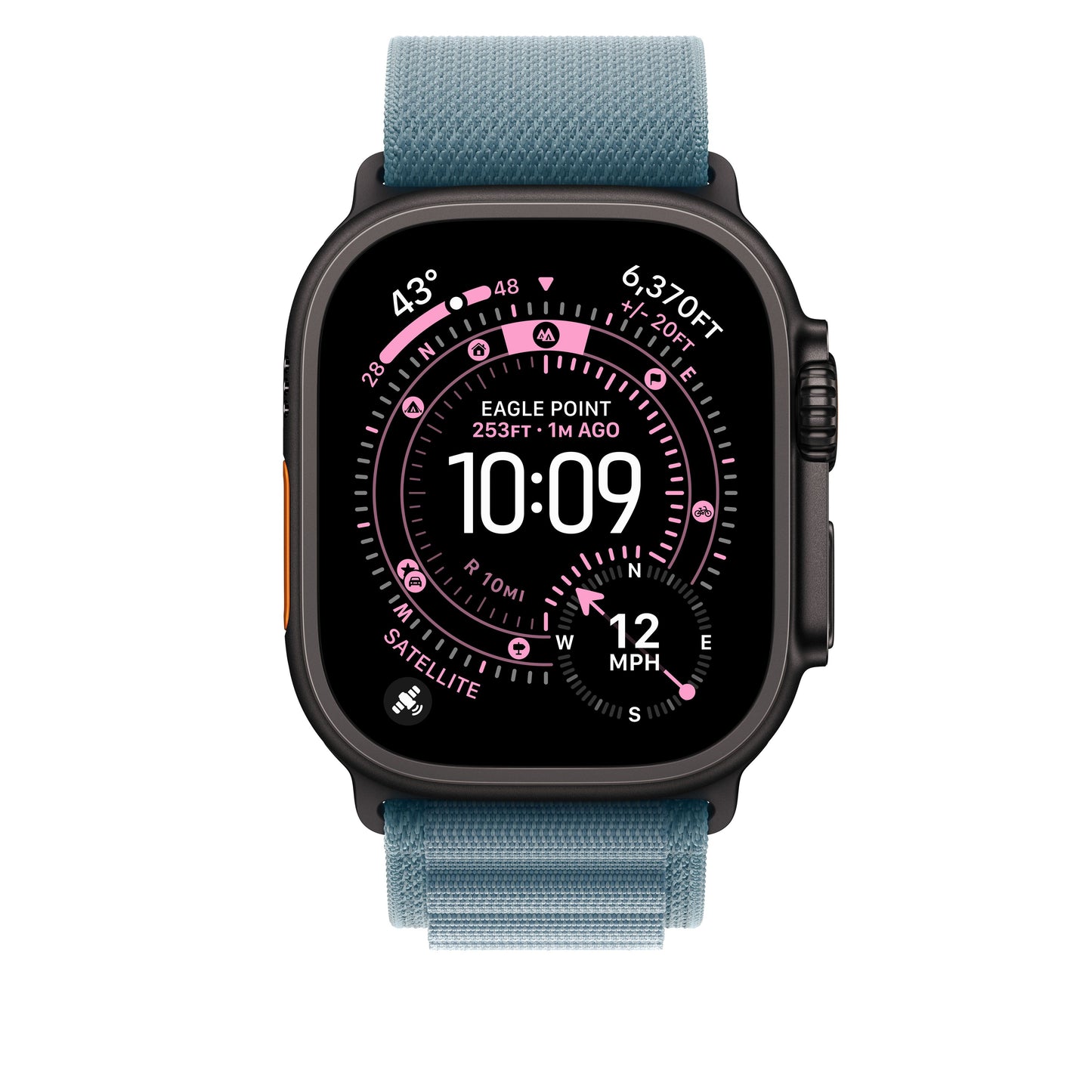 Řemínek pro Apple Watch 44/45/46/49 mm Apple světle modrý Alpský tah - malý - provedení z černého titanu - bonami.click