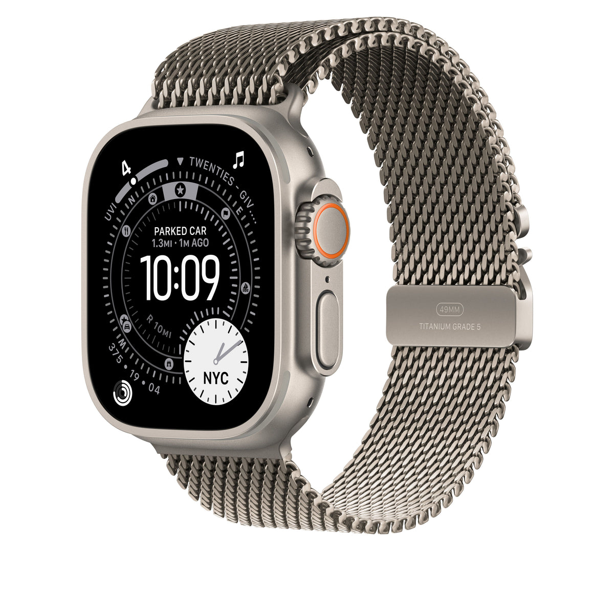 Řemínek pro Apple Watch 44/45/46/49 mm Apple milánský tah z přírodního titanu - střední - bonami.click