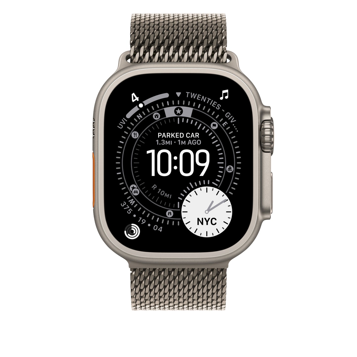 Řemínek pro Apple Watch 44/45/46/49 mm Apple milánský tah z přírodního titanu - střední - bonami.click