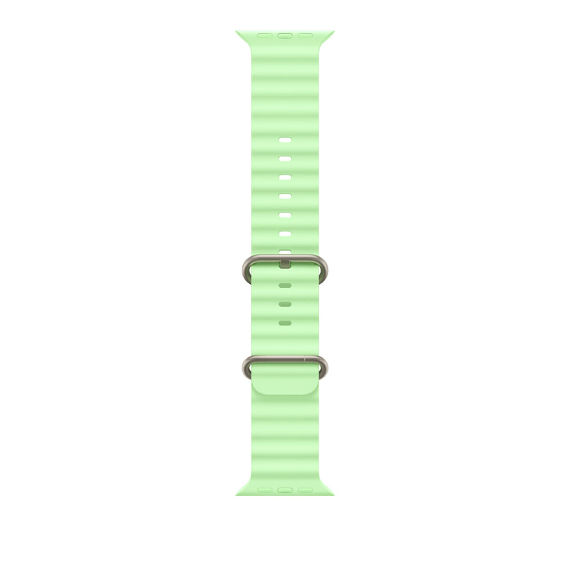 Řemínek pro Apple Watch 44/45/46/49 mm Apple neonově zelený Oceánský - provedení z přírodního titanu - bonami.click