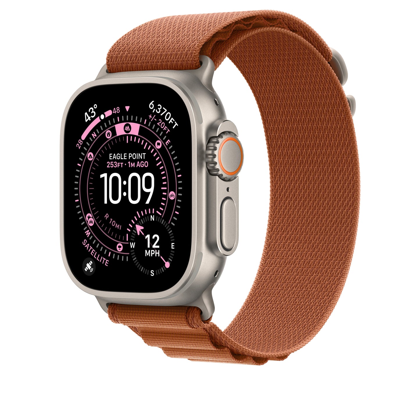 Řemínek pro Apple Watch 44/45/46/49 mm Apple terakotový Alpský tah - velký - provedení z přírodního titanu - bonami.click